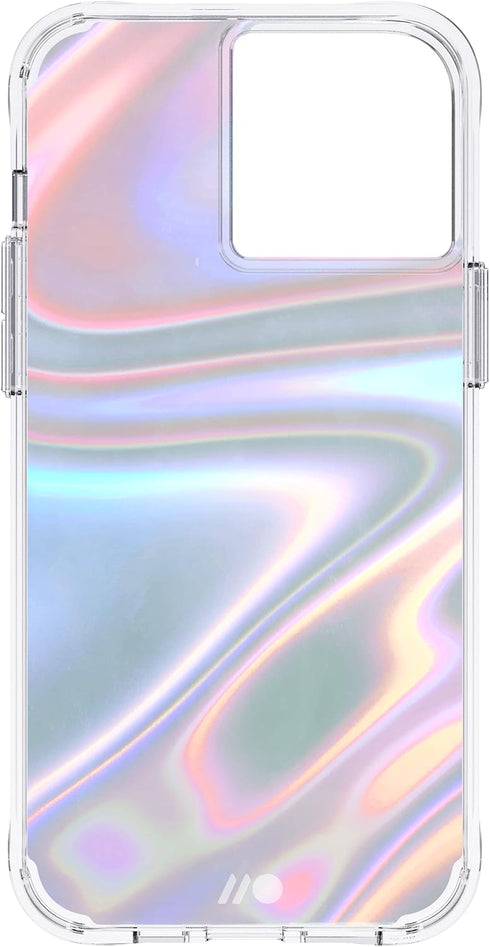 Case-Mate Soap Bubble Luxury Phone Case for iPhone 13 Pro Max, 10ft Drop Protection, Wireless Charging, Iridescent