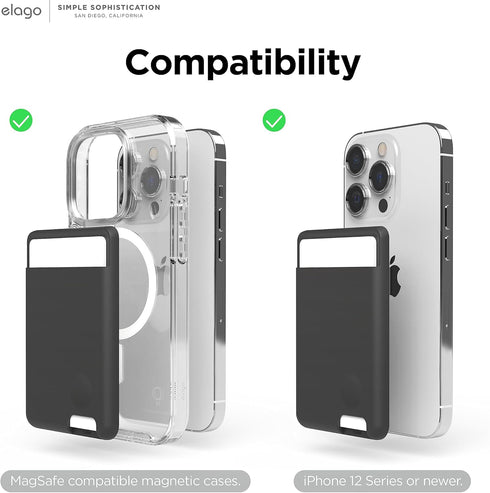 elago Magnetic Wallet Card Holder 2-Cards Compatible with MagSafe for iPhone 15, iPhone 14, iPhone 13, iPhone 12 Series - Secure Phone Wallet, Long Last Silicone, Scratch and Damage Protection