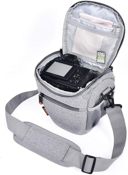 FOSOTO Compact DSLR Camera Bag, Shoulder Crossbody Case for Canon & Nikon with Waterproof Rain Cover