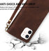 ZZXX for iPhone 12 Mini Wallet Case - Premium Soft PU Leather Zipper Flip Folio with Wrist Strap