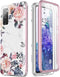 Esdot Case for Samsung Galaxy S20 FE, Built-in Screen Protector, Fashionable Designs for Women, Pink Flowers