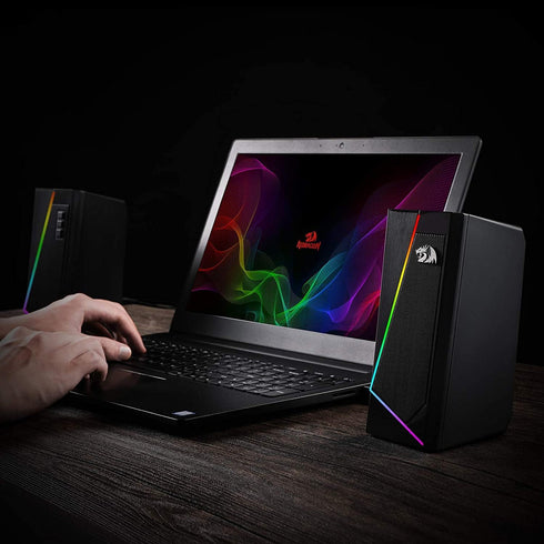 Redragon GS520 RGB Desktop Speakers, 2.0 Channel PC Stereo Speaker, 6 Colorful LED Modes, USB Powered, 3.5mm Cable