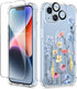 GVIEWIN Floral Case for iPhone 14 with Screen Protector + Camera Lens Protector, Soft Shockproof Clear Cover 6.1"