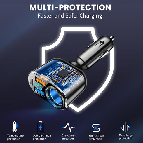 USB C Car Charger, Cigarette Lighter Dual USB Type C PD 30W & QC3.0 Fast Charger Adapter for iPhone 15 Pro Max Plus 14