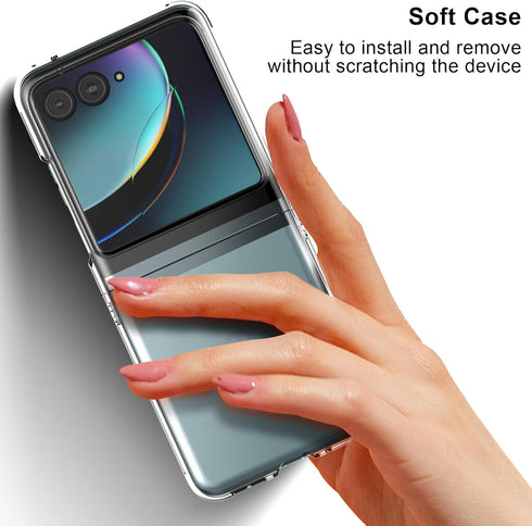 Foluu Motorola Razr+ 2023 Case, Clear Hard PC Back Bumper Protective Shockproof Scratch Resistant Case