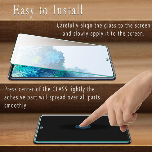HPTech Tempered Glass Screen Protector (2 Pack) for Samsung Galaxy S20 FE, 9H Hardness, Fingerprint Reader, Case