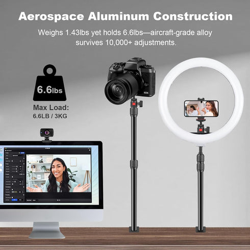 Mechrig 360 1/4" (811002) Camera Desk Mount Table Stand with Ball Head, Table Light Stand with Screw & C Clamp, Webcam