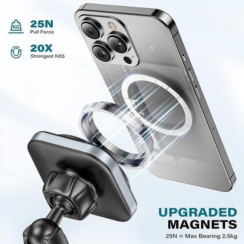 EXELIQ N55 17-12 Upgraded Magnetic Cupholder Phone Holder for Car - Ultra Strong Magnets, Flexible Tri-Pivot Cup Phone