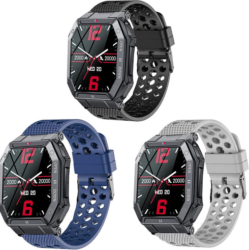 Compatible for EIGIIS K55 Smartwatch Bands, Silicone Replacement Wristbands Sport Strap with Metal Buckle Compatible with KOSPET TANK T1 PRO/EIGIIS K22 Military Watch/EIGIIS K55 Smartwatch/Moowhsh HM09 Smartwatch