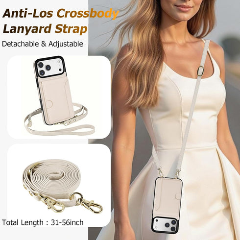 LOHASIC 17 4 1 for iPhone Pro Wallet Case with Strap, Detachable Crossbody Lanyard & Wrist Strap, RFID Blocking Card