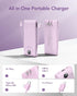 VEGER Portable Charger 10000mAh for iPhone, Built-in Cables and Wall Plug, Slim Fast Charging Power Bank - Purple