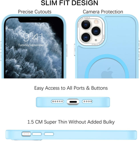 BENTOBEN Translucent Matte Magnetic Phone Case for iPhone 11 Pro, 5.8 inch, Light Blue, Compatible with MagSafe