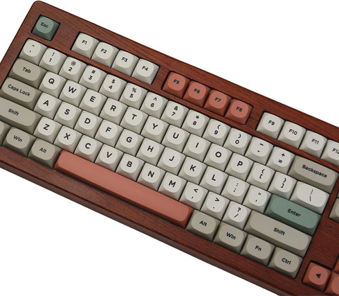 Retro 9009 Keycaps MA Profile for Mechanical Keyboard, 60% 65% 75%, Dye Sub PBT Keycaps Set, Gray Red Green