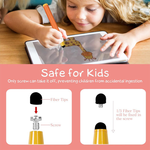 Kid-Friendly Stylus Pens for Touch Screens - Crayon Stylus Pen for iPhone iPad Fire HD Android Tablet (5 Pack)