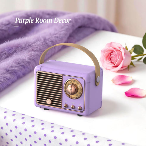 heetipuk Purple Retro Bluetooth Speaker, Versatile Decor Beauty Meets Function, Cute Speaker with Crystal Clear Sound