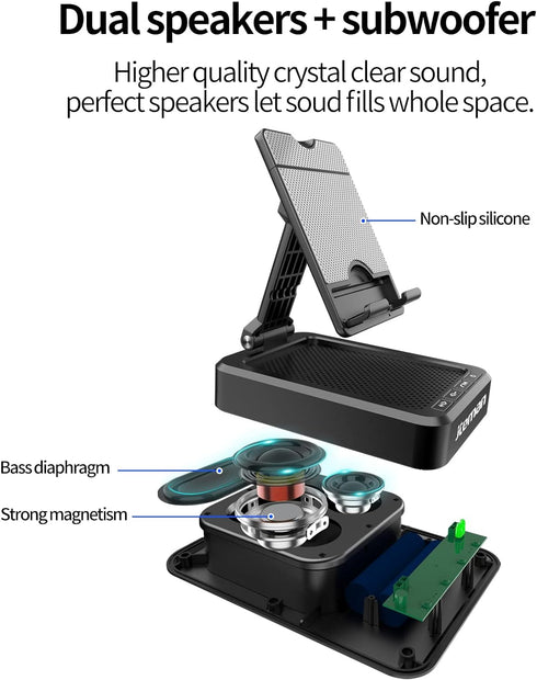 JTEMAN Tablet Stand Adjustable with Bluetooth Speakers - Kitchen Gadgets, Wireless Speaker Tablet Holder, Desk Mic