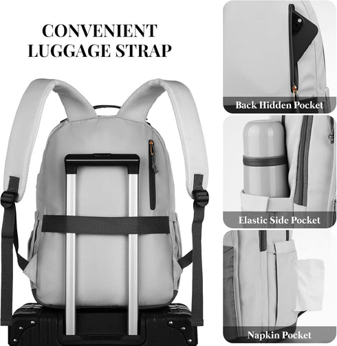 School Backpack for Teens Girls, Aesthetic College Large Bookbag for Women Students, 15.6 Inch Laptop Bag (Dark Grey &