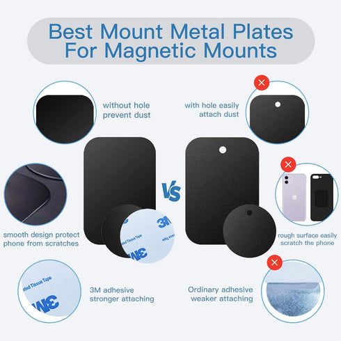 OWLKELA Mount Metal Plate for Phone Magnet - Car Mount Holder Cradle with Adhesive, 10 Pack Black