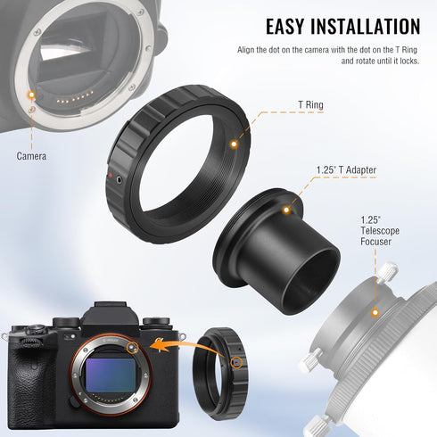 A ALSTAR T2 1.25 Inch Alstar Telescope Photo Adapter for Minolta AF and Sony A Mount DSLR Cameras, T Mount Telescope