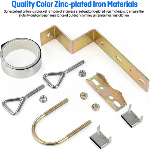 HEVIDUBANA 2 Sets 18 Antenna Mast Chimney Mount Bracket, Z-Type Antenna Pole Mounting Clamp for Chimney up to Feet