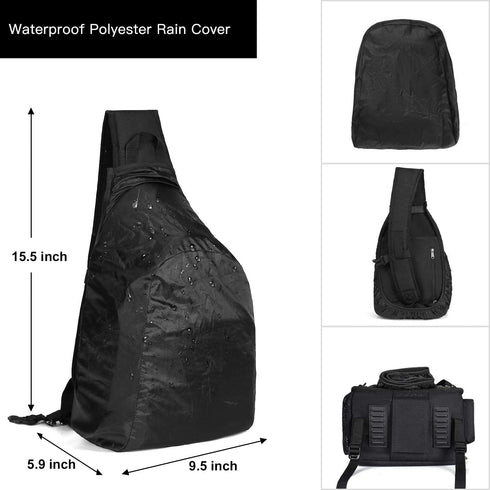 MOSISO Camera Sling Backpack, Full Open Case with Tripod Holder & Rain Cover for DSLR/SLR/Mirrorless, Black