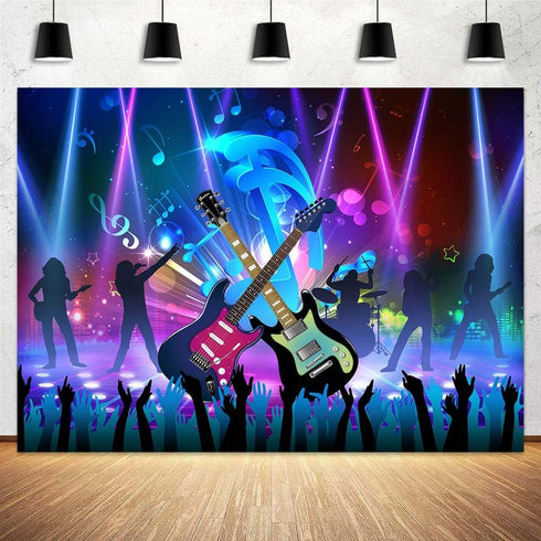 Rock and Roll Party Decorations Backdrop, Music Theme Birthday Decoration, Photograph Background for Music Festival