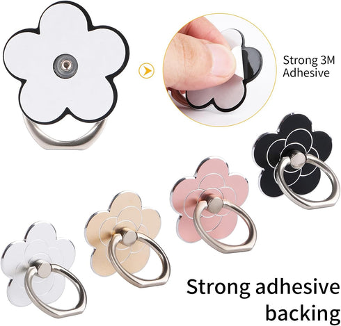KINMINGZHU 4pcs Flower,360 180Angle Cell Phone Ring Stand,Cell Phone Ring Holder Rotate and Adjustable Metal Finger