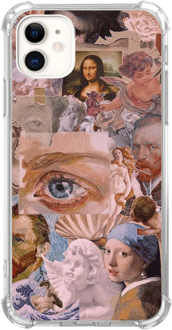 Aesthetic Iconic Painting Art Case for iPhone 11, Renaissance Old Painting Collage TPU Bumper Cover for Teens Men Women