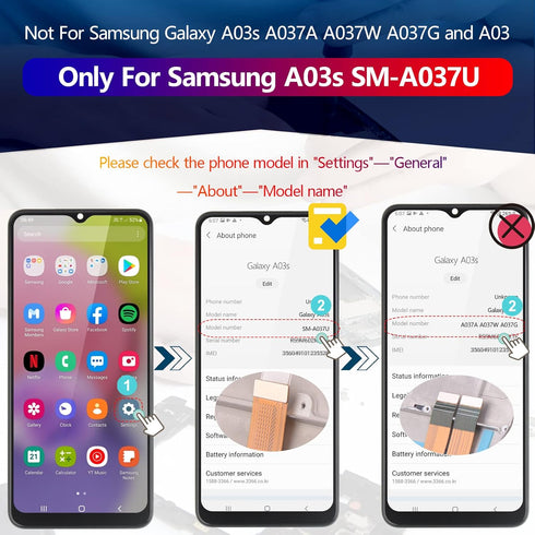 LCD for Samsung Galaxy A03s Screen Replacement, SM-A037U LCD Display Touch Screen Digitizer Assembly with Kit (Black
