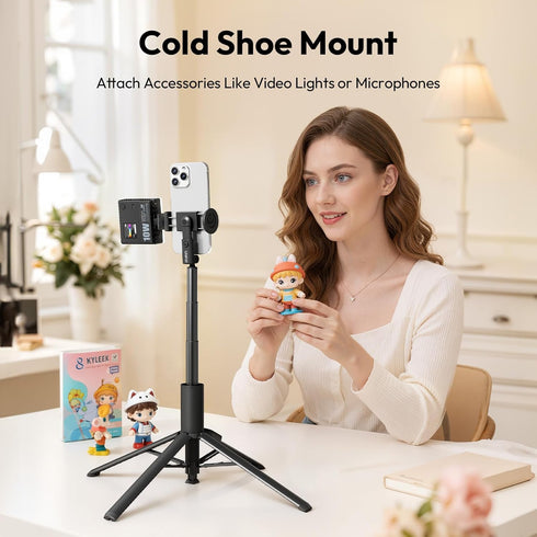 ULANZI MT86 60" AutoOpen Phone Tripod Stand with Bluetooth Remote Adjustable Automatic Selfie Stick & Cold Shoe