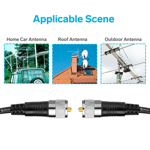 STEREN 3 ft RG8X Coaxial Coax Cable - Male to Male UHF Antenna Connector - 0.9 M 205-703