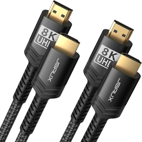 JSAUX 8K HDMI Cable 2.1 2 Pack 10ft, 48Gbps Ultra High Speed