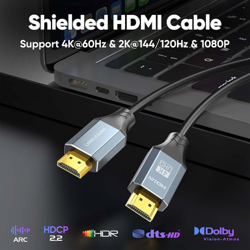 1FT 2-Pack,1Feet 2.0 4K 12 inch 3D, 2.2 PS4/PS5, Short HDMI Cable HDMI Cable Short High Speed HDMI Shielded Cord