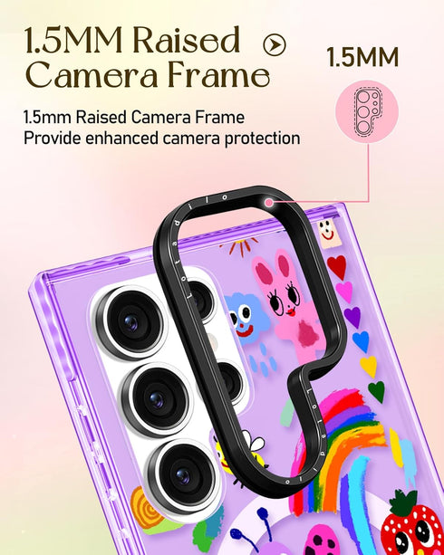 Lotadilo S25 Cute Case for Samsung Galaxy Ultra for Women Girls - Funny Crayon Drawing Design Compatible with Magsafe
