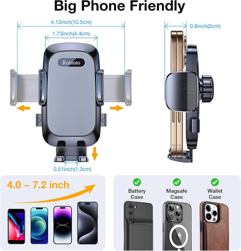 Romuto Car Phone Holder MountStrongest Suction Phone Mount for Car Cell Phone Holders for Your Car Accessories
