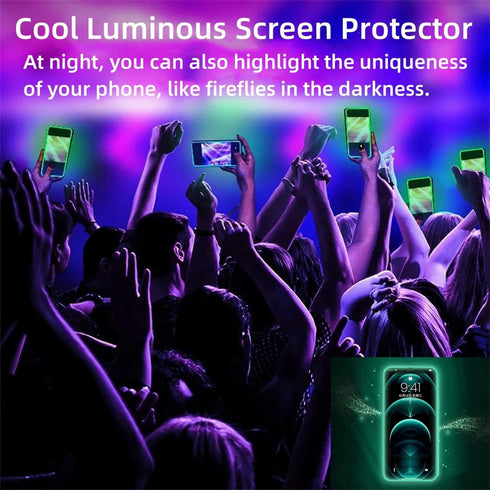 ?2 PACK? Diamond Luminous Edge Tempered Glass Film for iPhone 15Pro Screen Protector, 1 Clear HD + 1 Anti Spy, Case