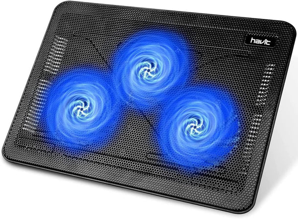 havit HV-F2056 Laptop Cooler Cooling Pad, Slim Portable USB Powered, Black/Blue