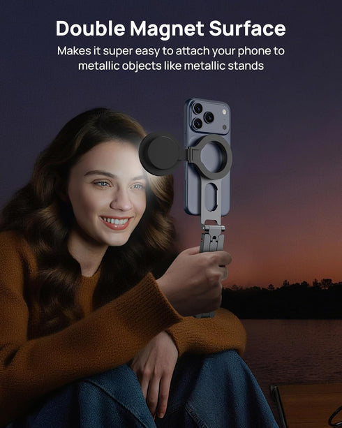 SODI 17 16 15 14 13 12 Magnetic Phone Tripod Stand for iPhone - Strong Magnet Foldable Cell Phone Stand for Vlog, Gym