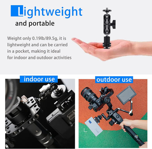 Magic Arm Cool Ballhead Double Ball Head Adapter with 1/4’’ Screw & Cold Shoe Mount - 2 Pack for Cameras