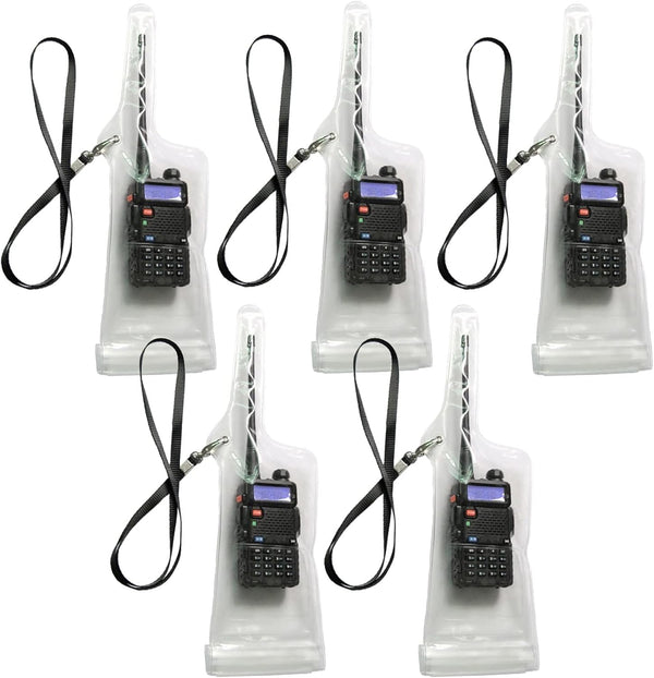 Lsgoodcare 5Pcs Portable Two Way Radio Waterproof Rainproof Bag Case Pouch, White, Compatible with Motorola Kenwood