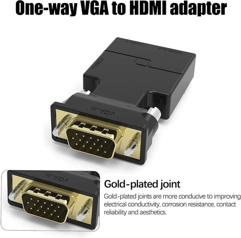 HSEUOPV HDMI to VGA Adapter Converter with Audio, Video Dongle adaptador Compatible with Laptop,ProjectorComputer
