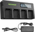 Neewer 4-Channel NP-F Battery Charger with LCD Screen & Power Adapter, Compatible with Sony NP-F550 F570 F750 F770