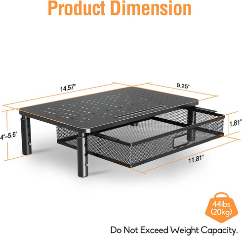 ELIVED 2 Pack Monitor Stand Riser with Drawer, 3 Height Adjustable with Larger Storage Space for Home and Office