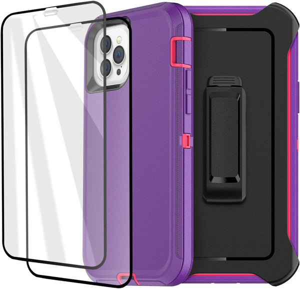 Defense iPhone 12 Case with Two Screen Protector Layer Rugged Heavy Duty for iPhone 12/iPhone Pro, 6.1 inch 2020 (Light