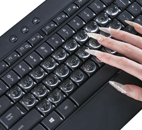 DAMMOMKO 54PCS Keyboard Stickers for Long Nails - Clear Glass Long Nail Keyboard