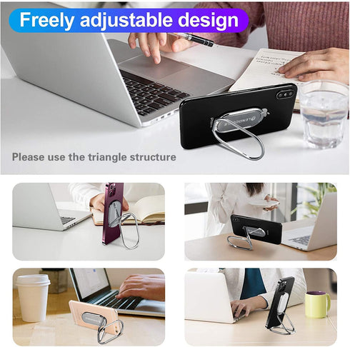 Foldable Cell Phone Stand for Desk - Adjustable Ring Holder Kickstand for Office & Magnetic Car Mount