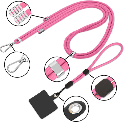 Cell Phone Lanyard, Universal 2× Phone Crossbody Lanyard for Women, 2× Wrist Phone Strap with 5× Connectors for Most
