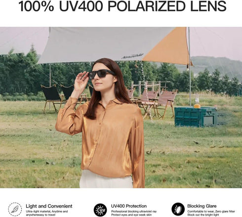 OhO Smart Glasses, Unisex Polarized Sunglasses with Bluetooth Speaker, Voice Control, Athletic/Outdoor UV Protection