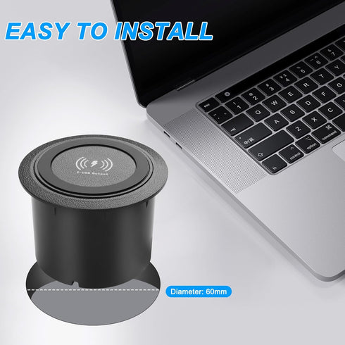 XMSJSIY Desktop Embedded Wireless Charger, 3-in-1 Multifunctional Pop-Up 10W Fast Charging USB Charger for Smartphone