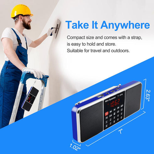 Multifunction Digital FM Radio Media Speaker - MP3 Music Player with TF Card USB Drive, LED Screen Display
